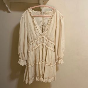 Tan/beige flowy dress with open back